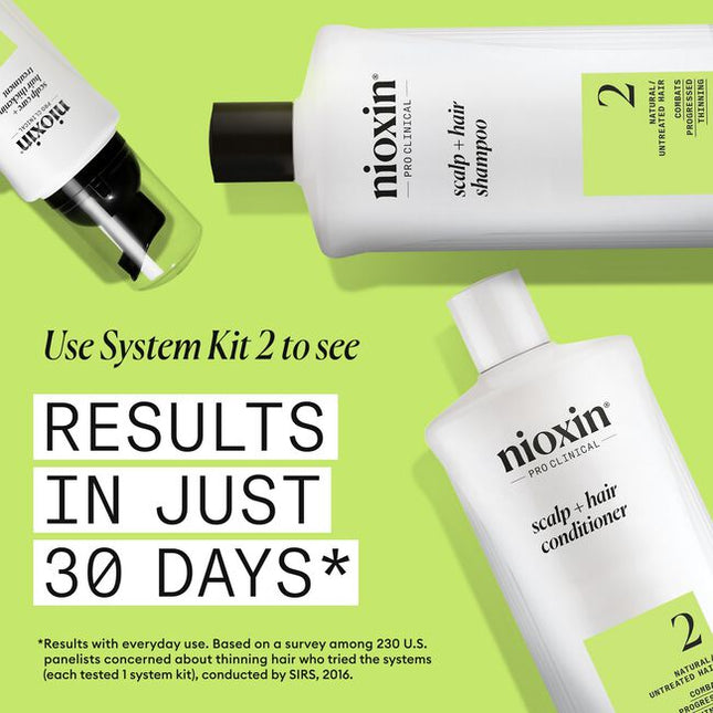 Nioxin Professional System 2 is for natural untreated hair with progressed thinning.