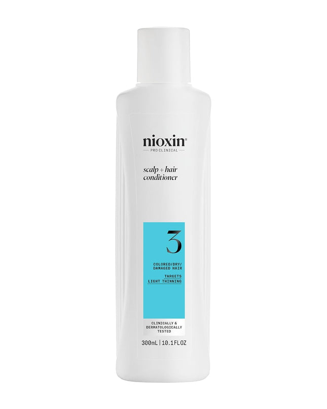 Strengthen and moisturize hair with Nioxin’s 3-part System 3 Scalp Therapy Conditioner for Colored Hair with Light Thinning. This density-protecting professional hair care product with BioAmp technology helps retain moisture balance, providing hair resilience.