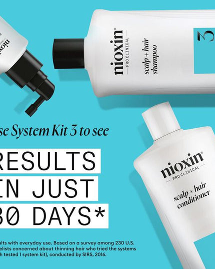 Strengthen and moisturize hair with Nioxin’s 3-part System 3 Scalp Therapy Conditioner for Colored Hair with Light Thinning. This density-protecting professional hair care product with BioAmp technology helps retain moisture balance, providing hair resilience.