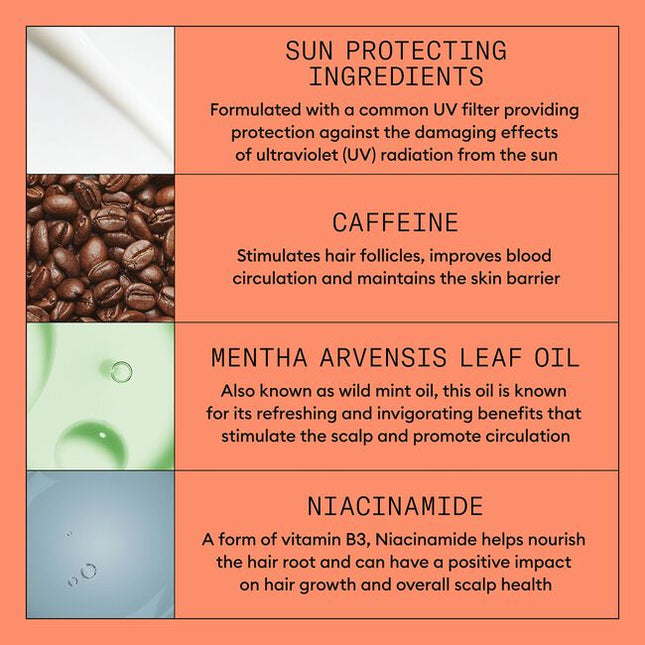 A volumizing leave-on treatment that contains antioxidants and botanicals that help provide a refreshed scalp environment. It contains SPF 15 sunscreen to help protect the exposed scalp from the sun. For noticeably thinning, fine, chemically treated hair.