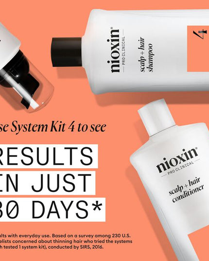 Nioxin Professional System 4 is for colored, dry or damaged hair with progressed thinning.