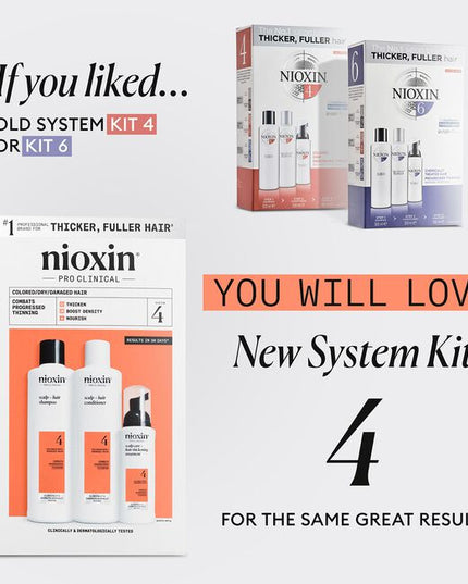 System 4 helps you achieve thicker, fuller-looking hair and restore moisture balance.