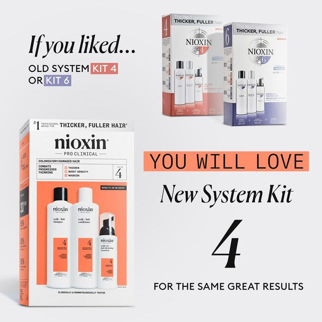 System 4 helps you achieve thicker, fuller-looking hair and restore moisture balance.
