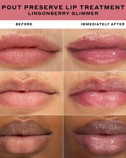 OLEHENRIKSEN Pout Preserve Hydrating Peptide Lip Treatment is a hydrating lip treatment powered by lip specific peptides and kokum butter that visibly smooths lip lines and delivers clinically fuller-looking lips in just one week.