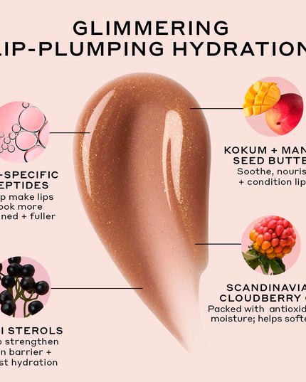 The viral lip treatment, now in a new glimmer finish. Sparkling lipcare, infused with lip-specific peptides and kokum butter, for clinically fuller-looking lips in just 1 week.*