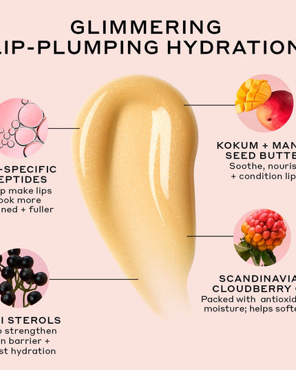 The viral lip treatment, now in a new glimmer finish. Sparkling lipcare, infused with lip-specific peptides and kokum butter, for clinically fuller-looking lips in just 1 week.*