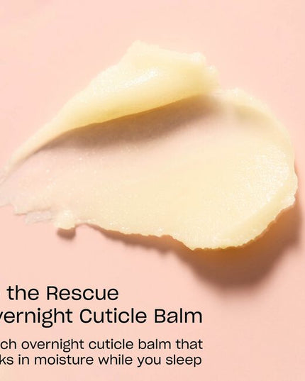 To the Rescue Overnight Cuticle Balm is enriched with infusion of oils and butters. This intense treatment rescues and soothes dry skin and cuticles overnight. The transformative formula shifts from balm to oil, helping soothe and condition cuticles overnight while leaving skin feeling nourished and hydrated.