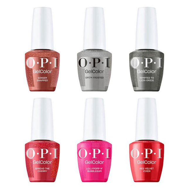 Good Enough to Treat GelColor Add On Kit 1 Includes:

(1) - OPI'm Frosted
(1) - Lollypoppin' Bubblegum
(1) - Tempted to Lick-orice
(1) - Spread the Cherry
(1) - Red Velvet Vixen
(1) - Ginger Snapped