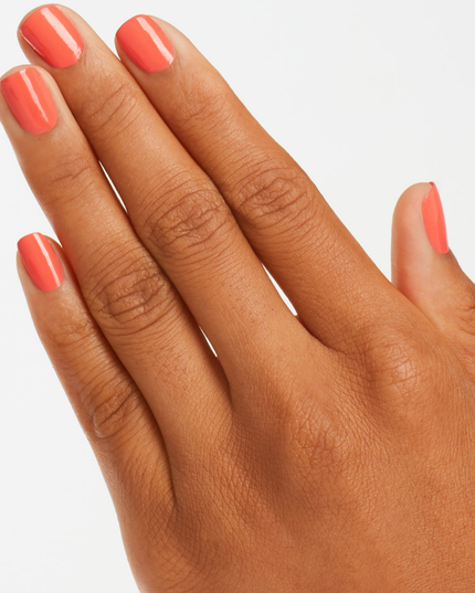 Bold and elegant orange color. Make an impression with this liquid orange courage. Nail Lacquer is OPI's original nail polish formula. Use your nail polish shade with OPI Natural Base Coat and OPI Top Coat for extended wear. 