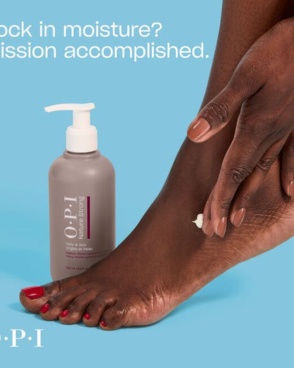 Introducing Nature Strong skincare for nails and skin featuring vegan* and 91% natural origin formulas**
to help you feel awe moisturized, awe year-round Moisture Mission Hand &amp; Foot Cream is a 97% natural origin formula in a rich cream texture, available in both travel and retail sizes. This emollient-rich formula nourishes and hydrates, allowing it to be massaged into the skin. Enriched with shea butter, sunflower, sweet almond, and avocado oils, it helps to soften while maintaining moisture. Glycerin