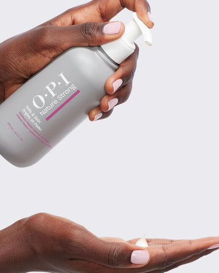 Introducing Nature Strong skincare for nails and skin featuring vegan* and 91% natural origin formulas**
to help you feel awe moisturized, awe year-round Moisture Mission Hand &amp; Foot Cream is a 97% natural origin formula in a rich cream texture, available in both travel and retail sizes. This emollient-rich formula nourishes and hydrates, allowing it to be massaged into the skin. Enriched with shea butter, sunflower, sweet almond, and avocado oils, it helps to soften while maintaining moisture. Glycerin