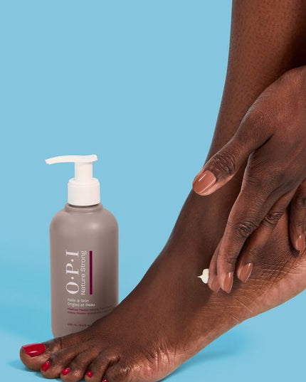 Introducing Nature Strong skincare for nails and skin featuring vegan* and 91% natural origin formulas**
to help you feel awe moisturized, awe year-round Moisture Mission Hand &amp; Foot Cream is a 97% natural origin formula in a rich cream texture, available in both travel and retail sizes. This emollient-rich formula nourishes and hydrates, allowing it to be massaged into the skin. Enriched with shea butter, sunflower, sweet almond, and avocado oils, it helps to soften while maintaining moisture. Glycerin
