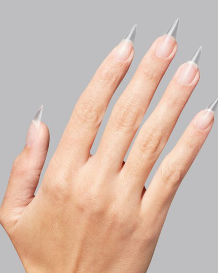 Gel extensions have never been faster. These clear soft gel tips come in a medium length, stiletto shape and are pre-prepped and ready to go straight out of the box.