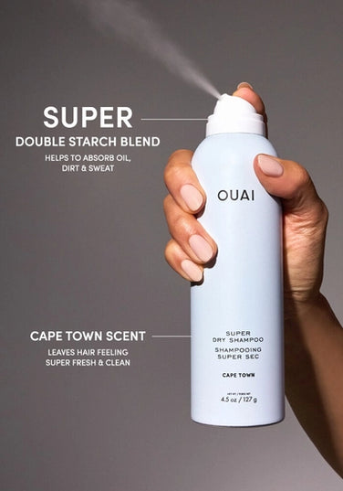 This Super Dry Shampoo absorbs oil, dirt and sweat while blending seamlessly into your strands and leaving it smelling amazing with two long-lasting scents. Cape Town: Smell like you just stepped out of the shower with this refreshing scent that has notes of ginger, spearmint, green fig and basil. Melrose Place: A one-OUAI ticket to L.A., this velvety-rich rose scent is infused with a swoon-worthy blend of bergamot, lychee, white musk and champagne.