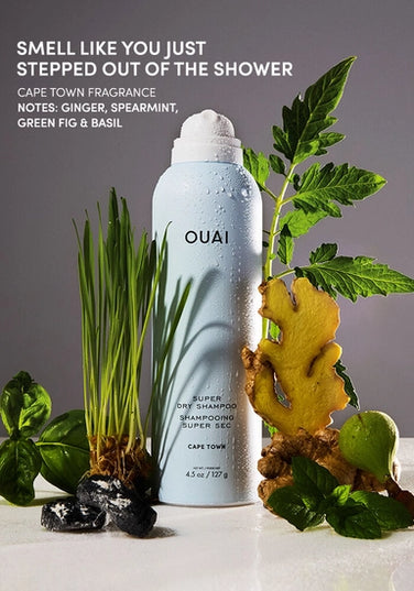 This Super Dry Shampoo absorbs oil, dirt and sweat while blending seamlessly into your strands and leaving it smelling amazing with two long-lasting scents. Cape Town: Smell like you just stepped out of the shower with this refreshing scent that has notes of ginger, spearmint, green fig and basil. Melrose Place: A one-OUAI ticket to L.A., this velvety-rich rose scent is infused with a swoon-worthy blend of bergamot, lychee, white musk and champagne.