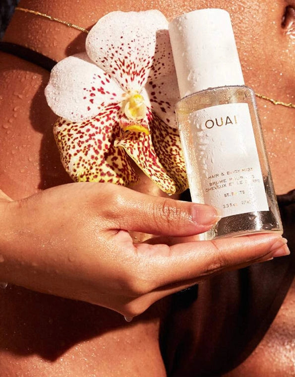 Get transported all the OUAI to the beaches of St. Barts with this luxurious tropical-scented Hair & Body Mist to be spritzed from head to toe, with notes of dragon fruit, orange blossom, tuberose &amp; musk.