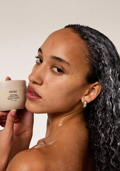 This masque helps restore hydration, fight frizz, smooth split ends and strengthen thick hair with almond, macadamia and olive oils, shea and illipe butters and hydrolyzed keratin.