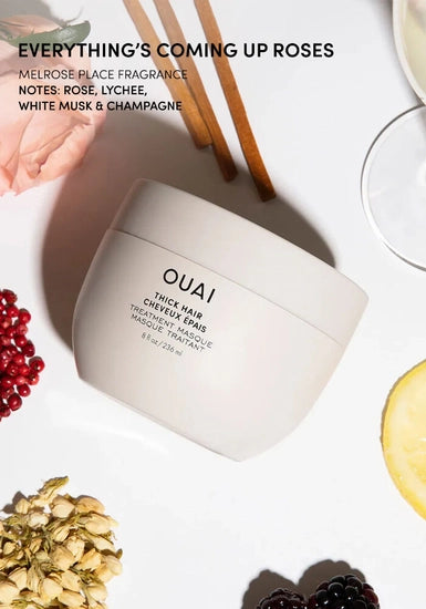 This masque helps restore hydration, fight frizz, smooth split ends and strengthen thick hair with almond, macadamia and olive oils, shea and illipe butters and hydrolyzed keratin.