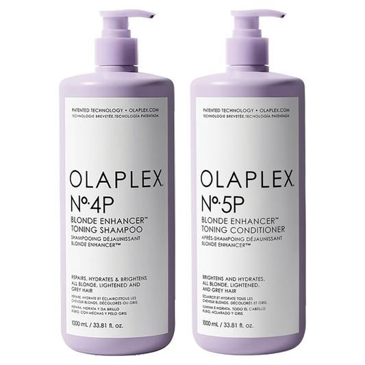 Olaplex No. 4P Blonde Enhancer Toning Shampoo Liter and No. 5P Blonde Enhancer Toning Conditioner Liter