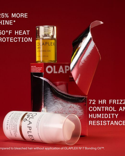 Gift Olaplex's bestselling styling duo for smooth, shining hair. This limited-edition set features full sizes of N°.6 BOND SMOOTHER® for 72-hour frizz control and definition, and OLAPLEX N°.7 BONDING OIL™ for a high-shine finish and 450°F heat protection. The perfect pair for stronger, smoother holiday styles. 