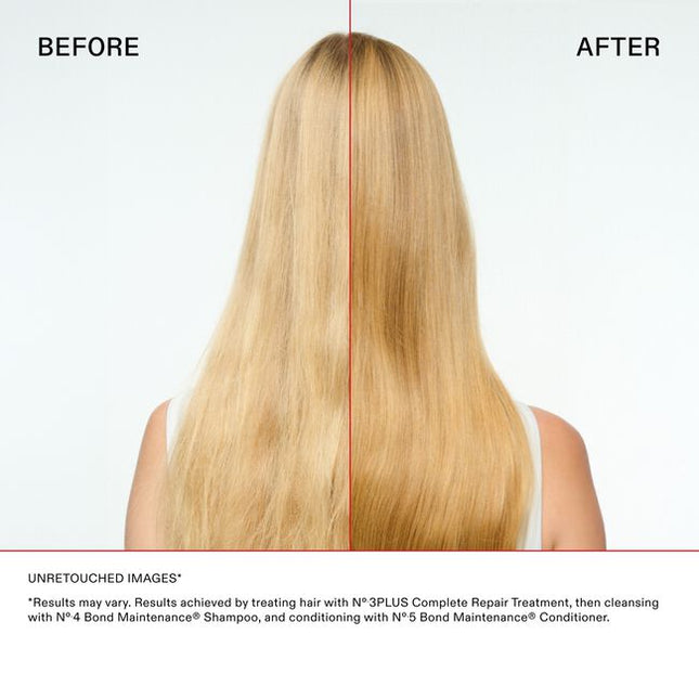 Transform damaged hair in just 3 minutes before you shampoo with N°.3PLUS. This hair damage repair treatment is clinically proven to create 3X stronger,* softer hair.** It rebuilds all 3 hair bonds deep in every strand for 360° repair and damage defense—past, present, and future. For all hair types and all types of damage. Fast. Easy. Protein-free and color-safe. Powered by patented OLAPLEX Bond Building Technology™.