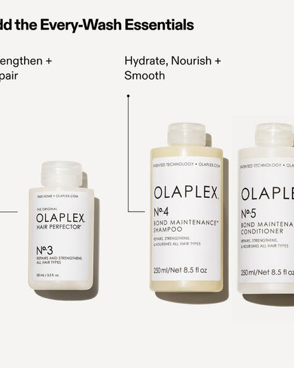 A powerful, clinically proven pre-shampoo treatment that leaves hair 3X stronger after just one use.* No.3 is the complete bond builder to repair and strengthen hair at home by rebuilding all 3 hair bonds. Formulated for all hair types and all levels of hair health, this weekly treatment is key for your healthiest-looking hair.
*When used with No.4 Bond Maintenance® Shampoo