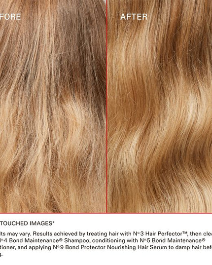 A powerful, clinically proven pre-shampoo treatment that leaves hair 3X stronger after just one use.* No.3 is the complete bond builder to repair and strengthen hair at home by rebuilding all 3 hair bonds. Formulated for all hair types and all levels of hair health, this weekly treatment is key for your healthiest-looking hair.
*When used with No.4 Bond Maintenance® Shampoo