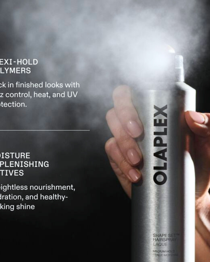 The new era of performance styling is here. Shape Set™ is a damage-defying, buildable hairspray developed and approved by stylists. It provides up to 96 hours of healthy, flexible hold and frizz control with a shiny touchable finish. Powered by Bond Set™ Technology, it repairs, strengthens, shapes and styles from the inside out. It moves with the hair for a dry-touch finish that stays flexible, brushable and buildable.