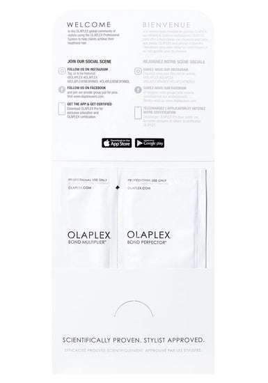 During every chemical service, disulfide bonds are broken and reformed to create a different color, texture, or curl pattern. OLAPLEX’s patented technology mitigates damage by seeking out and repairing broken disulfide bonds during the process. When used together, the two-part system allows salon professionals to push the limits of creativity while protecting the health &amp; integrity of the hair.