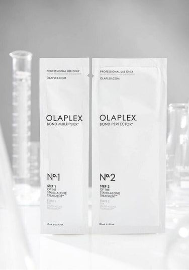 During every chemical service, disulfide bonds are broken and reformed to create a different color, texture, or curl pattern. OLAPLEX’s patented technology mitigates damage by seeking out and repairing broken disulfide bonds during the process. When used together, the two-part system allows salon professionals to push the limits of creativity while protecting the health &amp; integrity of the hair.
