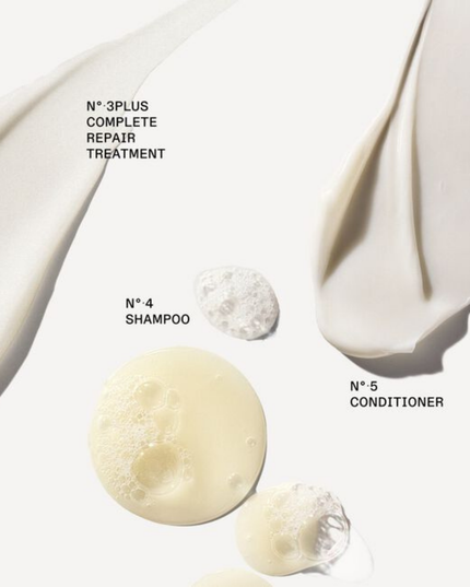 The ultimate holiday upgrade for medium to coarse hair types—this limited-edition 3-step routine reverses damage and strengthens hair for all your seasonal styling. Use N°.3PLUS as a pre-shampoo treatment, followed by N°.4 Shampoo and N°.5 Conditioner for hair that looks and feels like a gift.