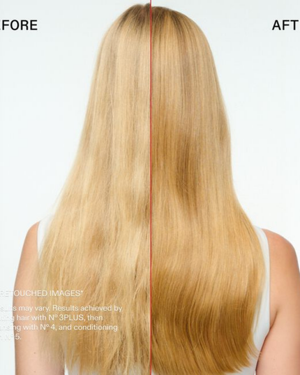 The ultimate holiday upgrade for medium to coarse hair types—this limited-edition 3-step routine reverses damage and strengthens hair for all your seasonal styling. Use N°.3PLUS as a pre-shampoo treatment, followed by N°.4 Shampoo and N°.5 Conditioner for hair that looks and feels like a gift.