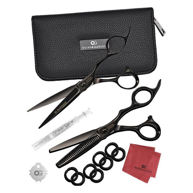 OG Barber Shear Collection
Sharper cuts - Legendary style
Black titanium coating with integrated ball bearing mechanism
Distinctive edgy design - Superior craftsmanship
Unique blade curvature designed to enhance cutting performance
