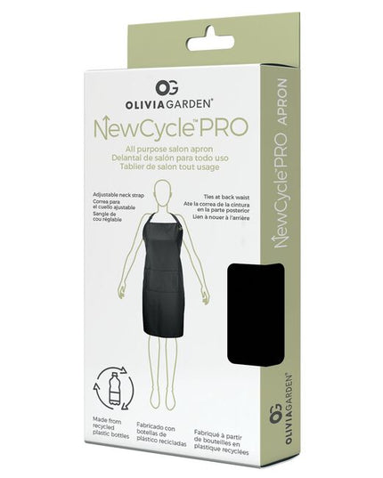The Olivia Garden NewCycle Pro All-Purpose Apron is a sleek, professional salon apron designed for everyday service work—without compromising comfort or sustainability. Made from 100% recycled polyester (created from recycled plastic bottles), this lightweight apron is built to handle busy days behind the chair. Its waterproof, chemical-resistant fabric helps protect against spills, splashes, and stains while staying breathable and easy to wear. 