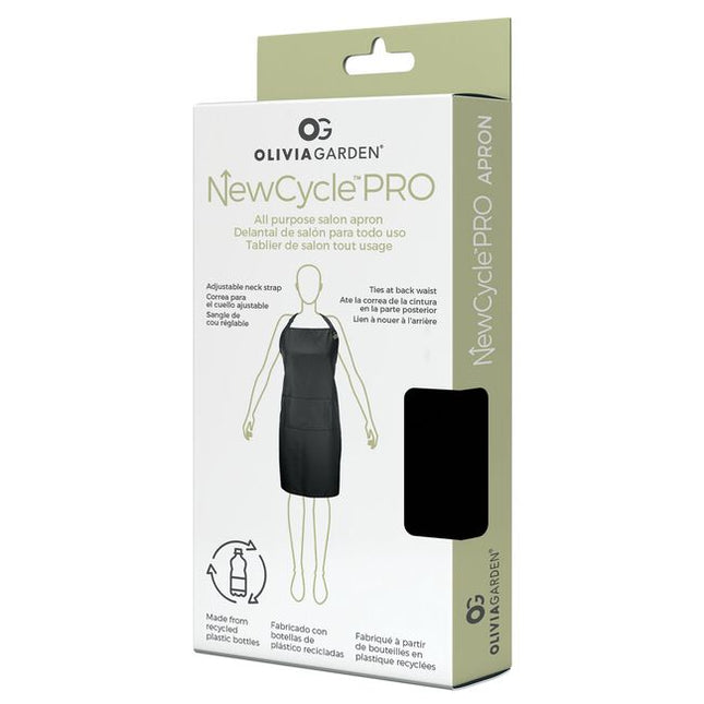 The Olivia Garden NewCycle Pro All-Purpose Apron is a sleek, professional salon apron designed for everyday service work—without compromising comfort or sustainability. Made from 100% recycled polyester (created from recycled plastic bottles), this lightweight apron is built to handle busy days behind the chair. Its waterproof, chemical-resistant fabric helps protect against spills, splashes, and stains while staying breathable and easy to wear. 