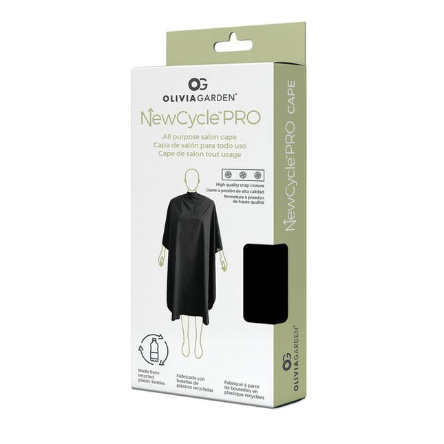 The Olivia Garden NewCycle Pro All-Purpose Cape is a sleek, professional cape designed to protect clients during everyday salon services—while supporting a more sustainable future. Made from 100% recycled polyester (crafted from recycled plastic bottles), this cape is lightweight, breathable, and comfortable for all-day use.