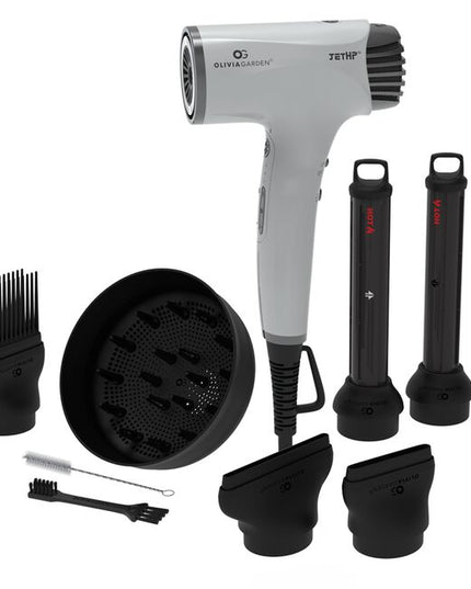 Professional Compact JetHP™ Hair Dryer
Meet your new everyday power dryer—professional performance in a compact, ultra-light design. The JetHP™ delivers fast drying with an advanced brushless motor, intelligent heat control for consistent temperature, and powerful ionic technology to help smooth frizz and lock in moisture.