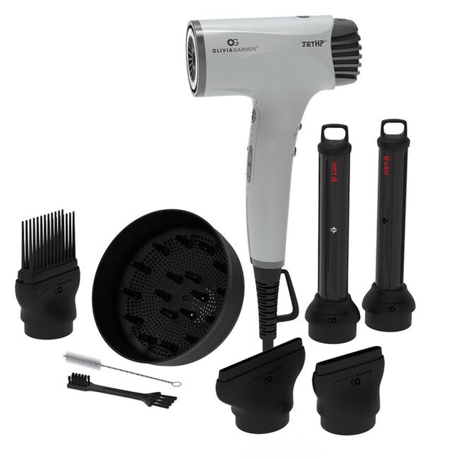 Professional Compact JetHP™ Hair Dryer
Meet your new everyday power dryer—professional performance in a compact, ultra-light design. The JetHP™ delivers fast drying with an advanced brushless motor, intelligent heat control for consistent temperature, and powerful ionic technology to help smooth frizz and lock in moisture.