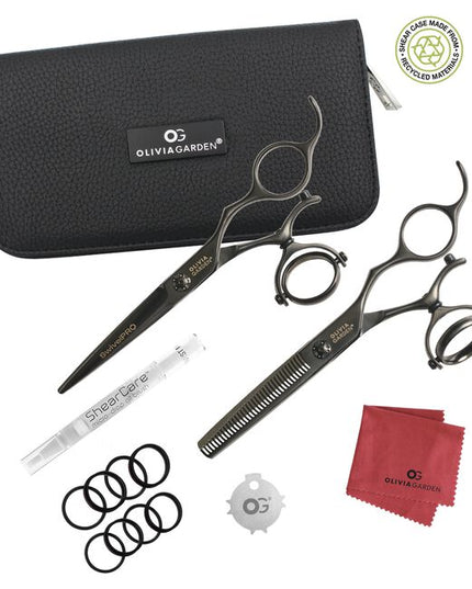 SwivelPro Shear Collection
Black titanium coating with integrated ball bearing tension dial
Special double-pivot ergonomic handle