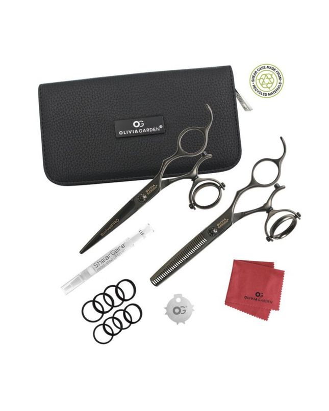 SwivelPro Shear Collection
Black titanium coating with integrated ball bearing tension dial
Special double-pivot ergonomic handle