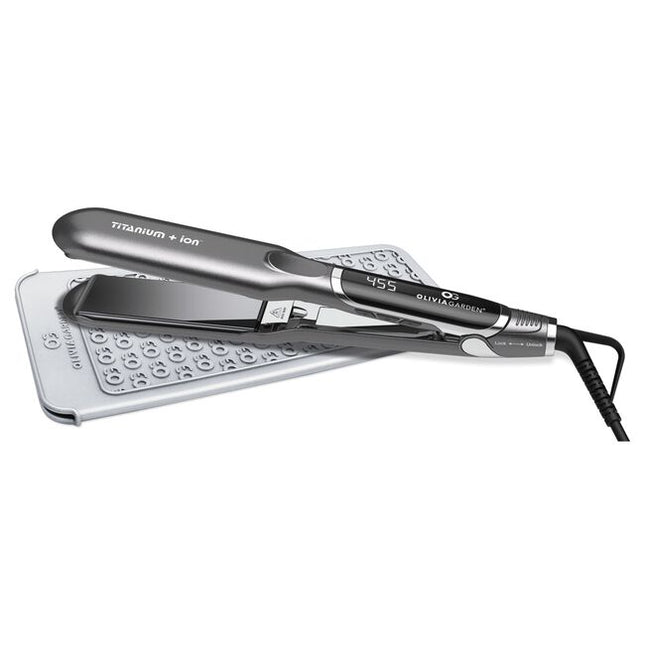 Elevate your hairstyling game with the Olivia Garden Titanium+Ion Flat Iron. This high-performance tool is designed with professionals in mind and combines cutting-edge technology with superior craftsmanship to deliver salon-quality results.