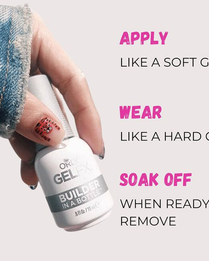 Soak-off sculpting gel for nail extension. Applies like a soft gel, wears like a hard gel, and soaks-off when ready to remove. Effortless, all-in-one, brush-on builder application offers flawless, longer, more natural looking nails.