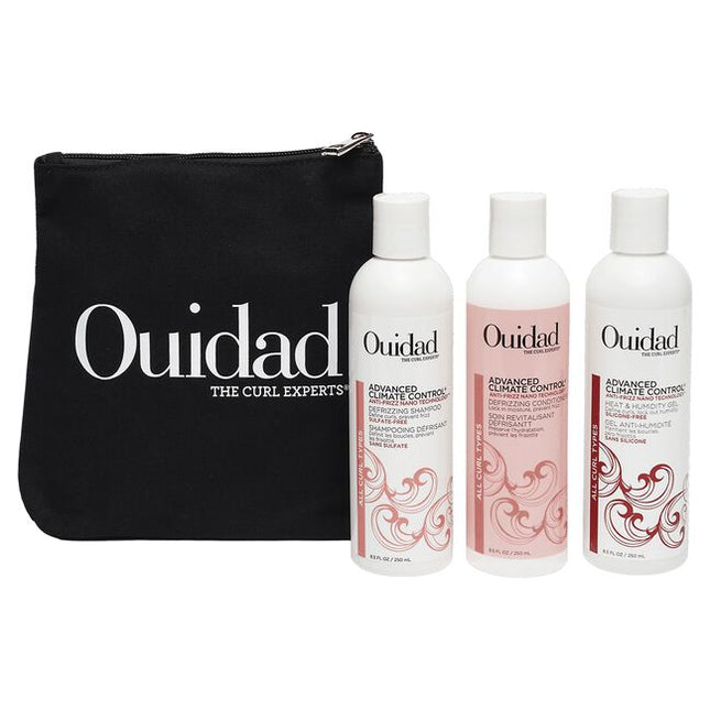 Get defined, frizz-free curls that last with this trio of best-sellers. Created for all curl types, this complete routine features our Advanced Climate Control® Defrizzing Shampoo, Defrizzing Conditioner and Heat & Humidity Gel.