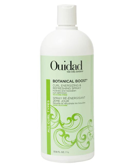 Ouidad's Botanical Boost® Curl Energizing & Refreshing Spray can be used on wet or dry hair to encourage optimal curl formation and refresh definition. The aloe vera and rosehip-based formula infuses weightless moisture, while ginseng and pro-vitamin B5 help to protect your hair from damage. The no-residue formula can be applied as often as needed without weighing down curls.