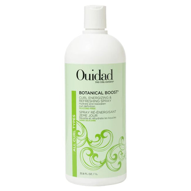 Ouidad's Botanical Boost® Curl Energizing & Refreshing Spray can be used on wet or dry hair to encourage optimal curl formation and refresh definition. The aloe vera and rosehip-based formula infuses weightless moisture, while ginseng and pro-vitamin B5 help to protect your hair from damage. The no-residue formula can be applied as often as needed without weighing down curls.