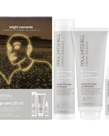 Expand your skin care routine with healthy scalp essentials from Paul Mitchell® Clean Beauty. Clean Beauty Scalp is infused with gentle botanicals that help rebalance sebum production (happy scalp!) while strengthening and nourishing strands (healthy hair!). Infused with nutrient-rich Italian grapevine sap and soothing chamomile extract, the 3-part system calms a dry, oily or sensitive scalp with instant, cooling relief you can feel (ahhh).