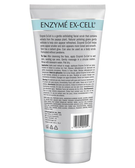 Enzyme Ex-Cell is a gentle exfoliating facial scrub that contains extracts from the papaya plant. Natural polishing grains from walnuts combine with the revitalizing benefits of papaya enzymes to gently exfoliate and help skin appear refreshed.