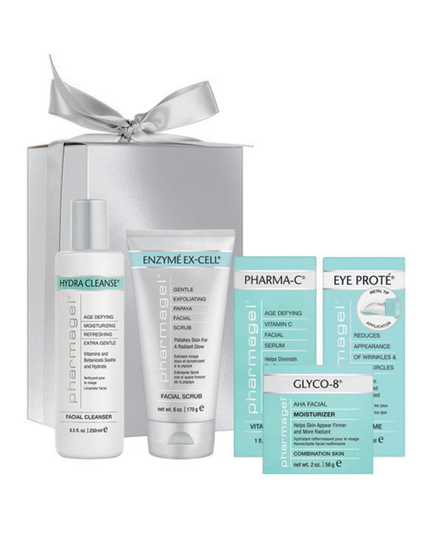 Save 30% Pharmagel 5-piece Facial Regimen in Holiday Silver Gift Box with Hang Tag