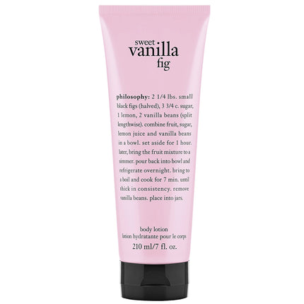 Indulge in philosophy's sweet vanilla fig scent with this body lotion. A unique blend of creamy vanilla bean and soft and earthy ripe fig, sweet vanilla fig brings a gentle sophistication to philosophy's delicious collection of fruit-inspired scent experiences.