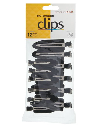 Securely holds hair without leaving annoying creases or dents. Smooth, plastic covering over a stainless steel base that protects hair, and won't crease foils or disturb color processing. Great for sectioning shorter hair, setting styles after drying, and keeping bangs and flyaways off the face during makeup application. A must-have for any colorist, stylist, or makeup artist. Includes 6 small and 6 large clips. 12 pk.